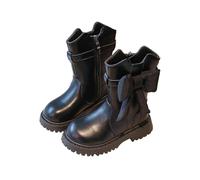 Cuwtheugwg Bottines Enfant Hiver Antidérapantes Pour Enfants Chaussures École Et Loisirs Chaudes Bottes D'Équitation Mi-Mollet Moto Fille Chaussons Boots De Trekking Outdoor (Le noir,33.5)