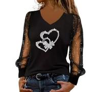 Cuwtheugwg Chemisier Carnaval Femme Chic Brillantes Manches Longues T-Shirts Argent Brillant Chemise Paillette Sequin De Fete Hauts Tops Nouvel an Haut Doree