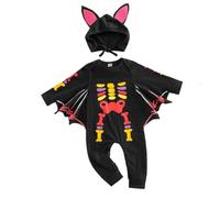 Cuwtheugwg Deguisement Halloween Bebe Body Bébé Fille 0-6 Mois Costume Garcon 12 Ans Diable Barboteuse Garçon Zip Tenue Vêtements Infantile À Capuche Chauve Souris S (#A2-Multicolour,12-18 mois)