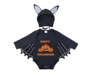 Cuwtheugwg Deguisement Halloween Bebe Chauve - Souris Combinaison Costume Enfant Alien Garcon Grenouillère Bébé Cars Mes Premières Tenues D'Halloween Unisexe 3-24 Mois (#A1-Le noir1,3-6 mois)