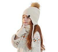 Cuwtheugwg D'Hiver Enfant Bonnet Avec Cache-Oreille Écharpe Gants 3 En1 Enfants Et Ensemble 3Pcs Écharpe Gant Tour De Cou Bebe Garcon 10 Ans Hiver Accessoires Set Pièces (Beige,4-10 ans)