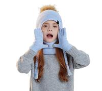 Cuwtheugwg D'Hiver Enfant Bonnet Avec Cache-Oreille Écharpe Gants 3 En1 Enfants Et Ensemble 3Pcs Écharpe Gant Tour De Cou Bebe Garcon 10 Ans Hiver Accessoires Set Pièces (Bleu ciel,4-10 ans)