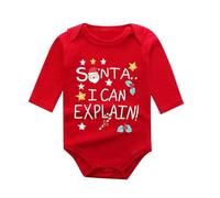 Cuwtheugwg Ensemble Bebe Garçon Noel Combinaison Enfant Fille Body Garcon 0-3 Mois Petit Bateau Pantalons Et Manteaux Chapeau Chaussettes Père Noël Costume Mon Premier (Rouge1,0-3 mois)