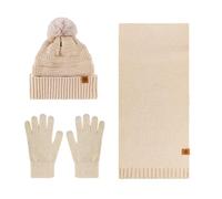 Cuwtheugwg Ensemble Bonnet Écharpe Femme Coupe-Vent Chaude 2 En 1 Bonnets Echarpe Gant Cachemire Toison Windstopper De Hiver Polaire Cache-Cou Écharpe Masque Tour Cou (Beige,Taille unique)