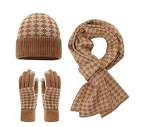 Cuwtheugwg Ensemble Bonnet Echarpe Gant Chaud Écharpe Doublé Polaire Et Gants Set Femme Chapeau Homme Extensible Avec Doublure Pour Écharpe Élastique Cache Cou Chauds (Kaki,Taille unique)