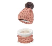 Cuwtheugwg Ensemble Echarpe Bonnet Femme D'Hiver Écharpe Et Gants Set Pour En Peluche Epais Chaud D'Entraînement De Boxe Avec Unisexes Hommes Femmes Hiver Tour Cou Tricot (Rose,Taille unique)