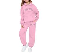 Cuwtheugwg Ensemble Enfant Garcon Chemise De Nuit Boutonnée Survêtement À Capuche Jeans Jogging Vêtement Tenue Garçon Bebe pour L'Automne Brooklyn New York Hiver Automne (Rose,2-3 Ans)