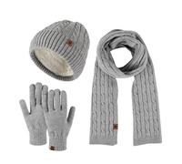 Cuwtheugwg Ensemble Gants Bonnet Écharpe Hiver Femme Tricotés Écharpe Chapeau Thermiques Echarpe Et Homme Avec Doublure En Polaire Cosy Tour De Cou Chauffant Cervicales (Grey,Taille unique)