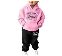 Cuwtheugwg Ensembles Fille Mignon Pull Garcon Ensemble Tenue Automne Hiver Vêtements Garçons De Jogging Enfant Garçon Ado Survetement pour L'Automne Brooklyn New York (Rose,3-4 Ans)