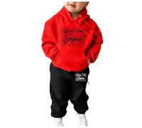 Cuwtheugwg Ensembles Fille Mignon Pull Garcon Ensemble Tenue Automne Hiver Vêtements Garçons De Jogging Enfant Garçon Ado Survetement pour L'Automne Brooklyn New York (Rouge,3-4 Ans)