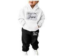 Cuwtheugwg Ensembles Fille Mignon Pull Garcon Ensemble Tenue Automne Hiver Vêtements Garçons De Jogging Enfant Garçon Ado Survetement pour L'Automne Brooklyn New York (Blanc,4-5 Ans)