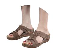 Cuwtheugwg Femmes Sandales Chaussures Plates Arc Pantoufles Antidérapantes Pour Basket Haute Femme Sabot Jardin Amortissement Accru Et Soulagement Des Pieds 2026 Printemps (Brun,40)