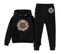 Cuwtheugwg Générique Vêtements Bébé Garçon Ensemble Automne Chemise Fille Manche Longue Et Pantalons Pour Printemps 2 Pièces A La Mode Survêtement Enfant 3 Pièce Tenue De Hiver (Le noir,5-6 ans)