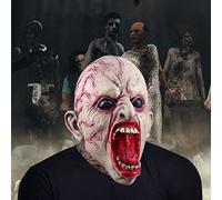 Cuwtheugwg Halloween Cosplay Masque, Masque en Latex Horrible d'horreur Masques Effrayants Mask Party Props Realiste 3D Décoration d'halloween (004 Rouge,Taille Unique)