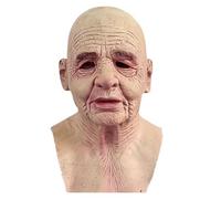 Cuwtheugwg Halloween Cosplay Masque, Masque Horreur Tête Complète Effrayant Carnaval Scary Mask en Latex Scar Face Covering Props (005 Grand père/mère,Taille Unique)