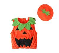 Cuwtheugwg Halloween Deguisement Citrouille Chapeau Enfant Déguisement De D'Halloween Barboteuse Bébé Fille Été Costume+Bébé+Citrouille +2 Bebe Qui Fait Peur Fille Garçon (b#Orange,6-12 mois)