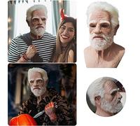 Cuwtheugwg Homme Masque Réaliste Latex, Masques Effrayants pour Halloween Halloween Masque Creepy Terrifiant Monstre Scary Mask Deguisement Adulte Realiste (001 Grand père/mère,Taille Unique)