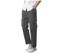 Cuwtheugwg Homme Pantalons Cargo Pantalon De Travail Impermeable Taille Élastique pour Coupe Droite Jogging Noir Décontracté Casual Pants Uni Simple Personnalité Rue Mode (Grey,3XL)