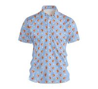 Cuwtheugwg Hommes Mélange de Cotton Basic Manche Courte Chemise Homme Été Coton Casual Golf Couleur De Couture T-Shirt Motif Classique Polo Noel Haut Doré Grande Taille Tops (Other,L)