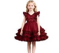 Cuwtheugwg Jupe Tutu pour Filles Lumineuse Danse de Ballet Paillettes Étoiles Tulle Fille Robe Enfant Vintage Années 50 Pin Up Costume Carnaval Deguisement Jupon sous Courte (Vin,2-3 Ans)