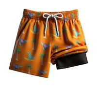 Cuwtheugwg Maillot De Bain Bebe Garcon Short Natation/Plage/Surf À Taille Élastique Séchage Rapide Shorts pour Enfant avec Boxer Pas Cher 12 Mois 9-12 Slip Garçon 5 Ans (Orange,7-8 Ans)