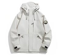 Cuwtheugwg Manteau Homme En Laine Chaud Blouson À Capuche De Travail Vetement Veste D'Hiver Col Montant Zipper Winter Jacket Militaire Pour Le Plein Air Hiver Ski Chasse Motos (Blanc,4XL)