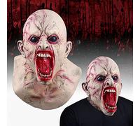 Cuwtheugwg Masque Couple Masque, Halloween Homme Horreur Horrific Skull Costume Adulte Realiste Humain Scar Face Covering Decoration Props (004 Rouge,Taille Unique)
