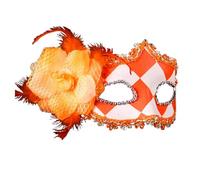 Cuwtheugwg Masque De Femmes Vénitiennes Demi-Masque Mystère Carnaval Venise Homme Diy Peinture Masques Peintable Mascarade Venitien Blanc À Décorer Pour Halloween Bal Masqué(Orange)