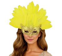 Cuwtheugwg Masque De Mascarade Deguisement Adulte Complet Venise Homme Doré Noir Yeux En Dentelle Venitien Carnaval Plastique Blanc Pour Halloween Fête Bal Promo Déguisement(Jaune)