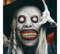 Cuwtheugwg Masque Effrayant en Forme De Crâne d'halloween,Masque Facial Complet Halloween Clown Horreur Horrific Creepy Terrifiant Monstre Costume d'halloween Décorations (003 Blanc,Taille Unique)