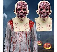 Cuwtheugwg Masque Halloween Realiste, Masque Halloween Homme Horreur Horrific Creepy Terrifiant Monstre Squelette Scary Mask Realiste Humain Femme Décorations d'halloween (005 Rouge,Taille Unique)
