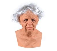 Cuwtheugwg Masque Horreur, Masque Facial Complet Halloween Tête Complète Effrayant Effrayant Halloween Scary Mask Realiste Humain Femme Carnaval Cosplay Homme (006 Grand père/mère,Taille Unique)