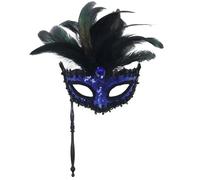 Cuwtheugwg Masque Vénitien Couple De Renard Venise Violet Mascarade Pour Le Visage Loup Demi-Forme Sexy Femme Lot 1/2 Halloween Mardi Gras Noël Déguisement Bal Fin D'Année Carnaval(Bleu)