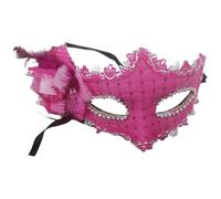 Cuwtheugwg Masque Vénitien De Bal Masqué Pour Homme En Dentelle Femme Venise Noir Plume Style Vintage Mascarade Venitien 1/2 Pièces Le Carnaval Halloween Fasching Masquerade(Rose vif)