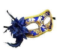 Cuwtheugwg Masque Vénitien Soiree Bal Masqué Pour Homme Femme Carnaval Mascarade Fêtes Accessoires De Déguisement-Doré Venitien Noir Et Doré Soirée Bachelorette Fête Costumes(Bleu)