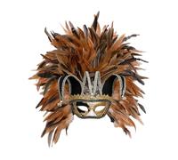 Cuwtheugwg Masques De Bal Masqué Pour Couples Filigrane Noir Et Argenté Masque Vénitien En Métal Brillant Strass Homme Mascarade Le Visage Demi-Masque Carnaval Doré Fête À Thème(Brun)