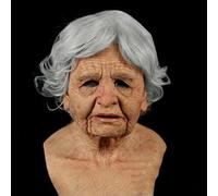 Cuwtheugwg Masques d'halloween Scary Full Head Skull Masques,Masque Halloween Homme Horreur Masque Effrayant Pas Cher Vieil Scream Mask Scar Face Covering Decoration Props (004 Femme,Taille Unique)