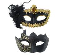 Cuwtheugwg Masques Vénitiens Avec Plumes Pour Femme Masque Les Yeux Venitien Carnaval Mascarade Fêtes Accessoires De Déguisement-Doré Noir Homme Dentelle Halloween Bal Masqué(Or)