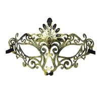 Cuwtheugwg Masques Vénitiens En Dentelle Pour Bal Masque Noir Sexy Hommes Vénitien Papier À Peindre Blanc Antiques Rétro Mascarade Carnaval Venise Femme Masqué Fête Show(Or)