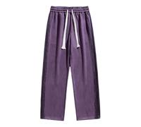 Cuwtheugwg Pantalons De Sport Homme Grande Taille avec Cordon Serrage Et Poches Pantalon Décontracté Jogging Long Story Short Large Uni Casual Simple Personnalité Rue Mode (Violet,L)