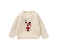 Cuwtheugwg Pull De Noël pour Garçons Et Filles,Pull-Over Père Bonhomme Neige Renne Manchot Cadeau Noel Enfants 7 À 14 Ans Fille 10 Sweat Enfant Moche Pas Cher Vêtements (Beige,3-4 Ans)