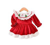 Cuwtheugwg Robe De Noël Bébé Fille Tenue Bebe Costume Enfant Deguisement Noel Santa Princess Party Tutu Pour Enfants Ado Christmas Hauts Pantalons Chapeau Chaussettes (Rouge,9-12 mois)