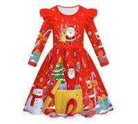 Cuwtheugwg Robe De Noël Fillette Costume Père Bebe Fille Déguisement Habillée Hiver Chic Ronde Pas Cher 3 Ans Tenue Mon Premier Noel Mixte Ensemble Barboteuse Bonnet (Rouge,3-4 ans)