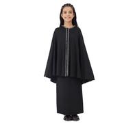 Cuwtheugwg Robes Musulmanes pour Les Filles Garçon Caftan Islam Abayas Garçons Modeste Robe Longue Tenue De Priere Musulmane Djellaba Manches Longues Abaya Qamis Hijab Enfants (Le Noir,5-6 Ans)