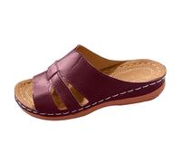 Cuwtheugwg Sandale Confort Femme Chaussure Hopital Sandales Confortable Pantoufles Compensées Chaussons Ete Basquette Orthopédique Sans Lacets Sabot De Charpente Tongs Mode (Vin,38.5)