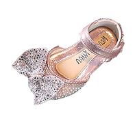 Cuwtheugwg Sandales Et Nu-Pieds Fille Chaussure De Princesse Sandale Enfant Chaussures 36 Ceremonie Claquettes 26 Taille 24 Avec Cheville Réglable Bride Tressée Ornée Strass (Rose,22.5)