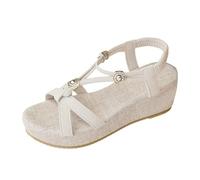 Cuwtheugwg Sandales Mode Femme Chaussures Blanches Dames Pantoufles Confortable Léger Basket Running Mules À Talons Clairs Adaptées À La Plage D'Été Douche Natation Sport (Beige,37.5)