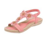 Cuwtheugwg Sandales Plates D'Été Femme Chaussure Orthopédique Été Été Compensées Pantoufles Avec Soutien De La Voûte Plantaire Baskets Sans Laçage Sabot Bois Claquette (Rose,37)