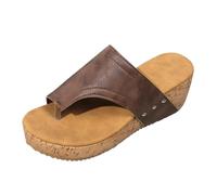 Cuwtheugwg Sandales Plates D'Été Femme Classiques Rétro Chaussures Sandale Compensee Eté Pantoufles Compensées Chaussons Basket Noire Mules Et Sabots Claquette Confortable (Brun,38.5)