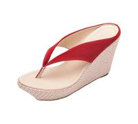 Cuwtheugwg Sandales Pour Femmes Chaussures Compensées Style Espadrille Femme Sangle Élastiqu Pantoufles Confortable Léger Basket Campus Mules Été Claquettes Rose Paillettes (Rouge,36)